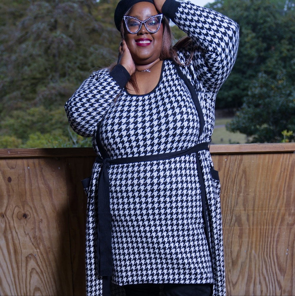 Houndstooth Patterned Women's Bodycon Sleeveless … - image 1